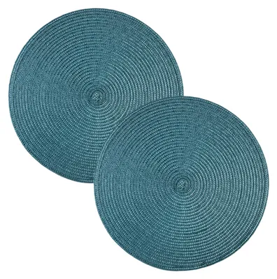 Produktbild von Tischset 2er Set Petrol rund 35 cm Ø Platzset abwaschbar Platzdeckchen