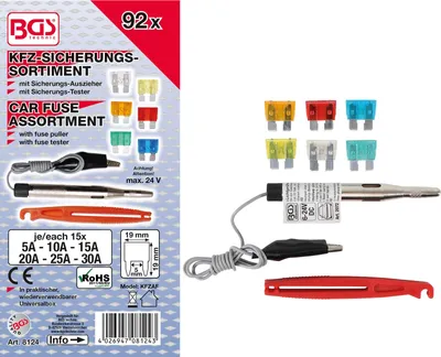 Productafbeelding van BGS 8124 Assortiment zekeringen voor auto's, 92-delig.