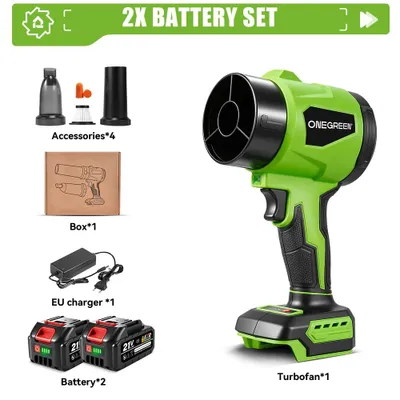 Produktbild von Kabelloser 2-in-1-Laubbläser und Handsauger - Turbogebläse - 4000 W - Bürstenloser Motor - 350 m/s - Hochdruck - 2 Akkus