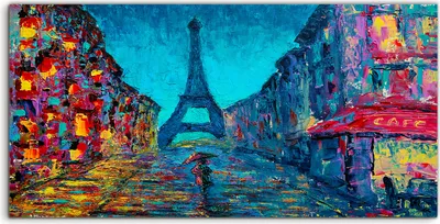 Produktbild von Coloray Canvas 100x50  Wandbild Leinwand Bilder Deko Paris Eiffel farbenfroh abstrakte