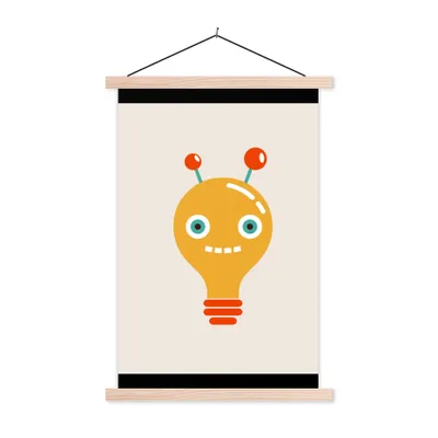 Produktbild von MuchoWow® Textilposter Roboter - Glühbirne - Gesicht - Antenne - Kinder 40x53 cm mit holzfarbenen Rahmen - Schlafzimmer