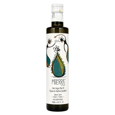 Miterra Olivenöl Flasche auf weißem Grund