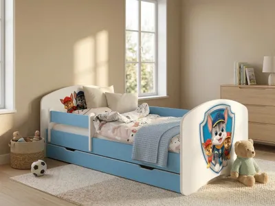 Produktbild von Happy Babies HAPPY- Kinderbett 140 x 70 mit Rausfallschutz & Bettkasten Einbett mit Matratze 70x140 Weiss Bett für Kinderzimmer