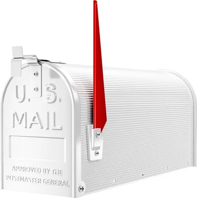 Produktbild von Wiltec US Mailbox weiß 150 x 513 x 223 mm, amerikanischer Briefkasten mit Fahne, Wandbriefkasten oder Standbriefkasten Stahl amerikanisches Design