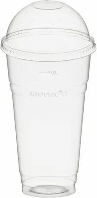 Produktbild von 50x  Trinkbecher 500ml mit Domdeckel ohne Loch aus Biokunststoff (PLA)