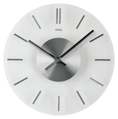 Produktbild von AMS W9318 Wanduhr mit Mineralglas und aluminiumfarbenen Stundenmarkierungen