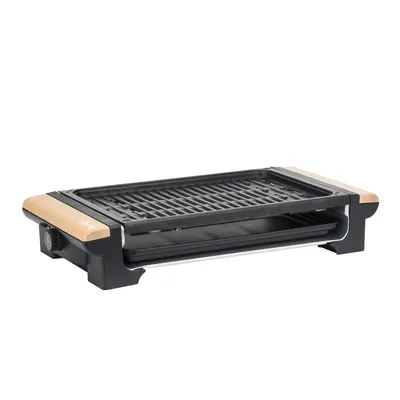 Produktbild von H.Koenig RP320 Barbecue Elektro-Tischgrill / Marmor-Grillplatte / Grillrost / 1300 W / Holzgriffe