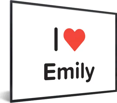 Produktbild von MuchoWow® Gerahmtes Poster Ich liebe - Emily - Mädchen 80x60 cm - Poster mit Schwarzem Bilderrahmen Wandposter Rahmen Foto Bilder - Schwarzem - Mit Gestell
