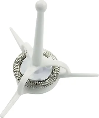 A close-up, studio shot of a white whisk attachment for a milk frother.