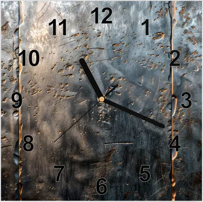 Produktbild von Wanduhr aus Glas mit Motiv Metalltextur- 30 x 30 cm - inkl. Aufhängesystem