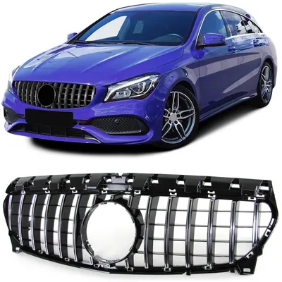 Sport Kühlergrill Schwarz Glanz Chrom passt für Mercedes CLA X117 2015-2019 – Produktansicht
