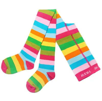 Produktbild von Kinder Strumpfhosen aus Baumwolle Große Blockringel Regenbogen Größe 122-128