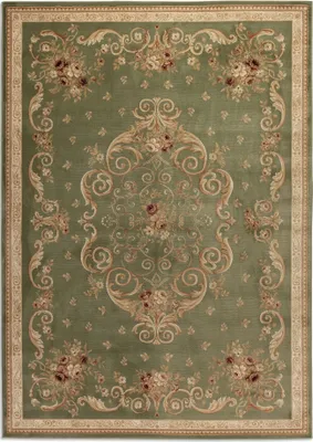 Zdjęcie produktu dla Dywan tradycyjny do salonu 80x120cm, klasyczny zielono beżowy wzór