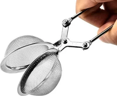 Produktbild von Bayli 2er Set Teezange aus Edelstahl für losen Tee | 2 Stück Tee Ei in Kugelform | Siebzange für Tasse | Teefilter | Gewürzzange | Teesieb | Gewürzei | Tassensieb für Teeliebhaber | Teezangenei