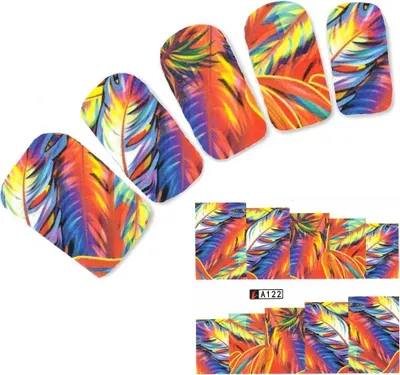 Produktbild von Tattoo Nail Art Federn Bunt Aufkleber Nagel Sticker