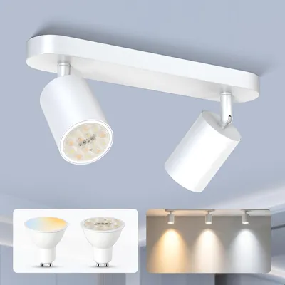 Image de Plafonnier LED avec 2 spots GU10 rotatifs et température de couleur réglable