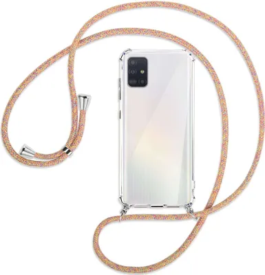 Produktbild von Handykette Backcover-Schutzhülle mit Band (Metall silberfarben) für Samsung Galaxy A51 (A515) - Rainbow