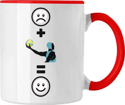 Produktbild von Trendation - Wasserball Tasse Geschenkidee für Wasserball-Spieler Geburtstag Lustiges Geschenk :( + Waterpolo = :) (Rot)