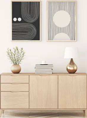 Produktbild von Wallity, Dekoratives gerahmtes MDF-Gemälde (2 Stück), 35 x 50 cm | 100% MDF (3 mm), Rahmen: 100% MASSIVHOLZ (2,5 cm) | Stilvolle Wanddekoration für jedes Zuhause.