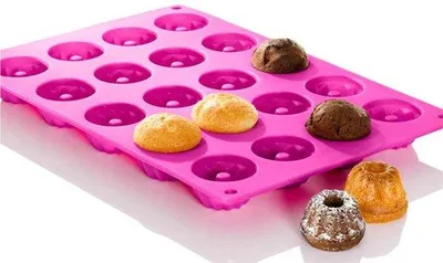 Produktbild von Ibenzoa® Silikon Mini-Gugelhupf-Backform 20 Stück – 30 x 20 x 2,3 cm, antihaft, wiederverwendbar, -40 bis 230 °C, für Mini-Donuts, Muffins & Desserts