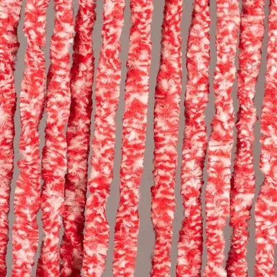 Produktbild von Denl Fliegengitter Vorhang Chenille - Luxus Cattail, Weiß/Rot 100x220cm, langlebig & leicht kürzbar