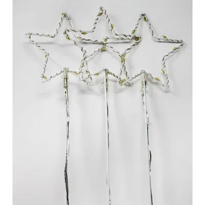 Image de Étoile avec tige, lot de 3, 30 LED pour l'intérieur et l'extérieur H 50cm