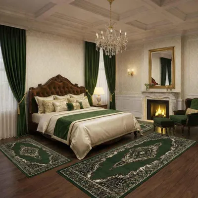 Produktbild von Teppich Orientalisch kurzflor Klassisch Wohnzimmer, Esszimer, Flur- Grün