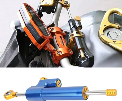 Immagine prodotto di Ammortizzatore di sterzo per moto, regolabile, universale, aumenta la stabilità, stabilizzatore per moto, blu + oro