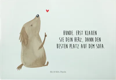 Produktbild von Mr. & Mrs. Panda vesperbrett Hund Liebe - Weiß - Geschenk, Servierplatte, Frühstücksbrett, Glas-Schneidebrett, Schneidebrett Glas, Hunde, Hackbrett, Herz, Sprüche
