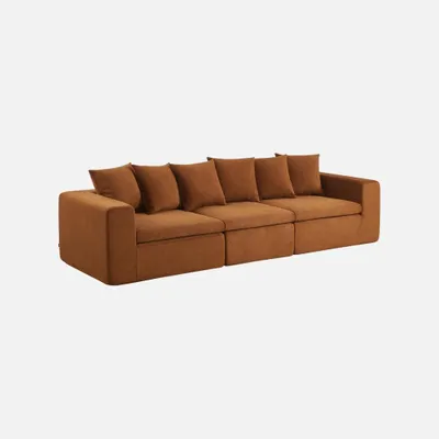 Immagine prodotto di sweeek - Divano modulare a tre posti con rivestimento in ciniglia - Terracotta