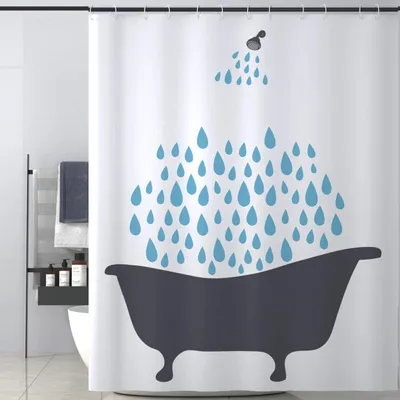 Produktbild von LIONMOOD Duschvorhang - Badewannen Vorhang inkl. Haken - Polyester Textil - 180x200cm - Badewanne
