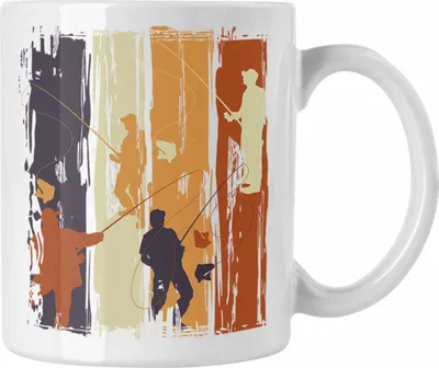 Produktbild von Trendation - Angler Tasse Geschenk Männer Grafik Lustig für Fischer Geschenkidee Angeln Becher (Weiß)