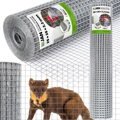 Obrázek produktu pro Svařované drátěné pletivo – pozinkované – 25 x 25 mm – drát 2,2 mm – výška 1 m – role 10 m² – drátěné pletivo pro voliéry Pro klece, výběhy a ploty – dvojitě pozinkované