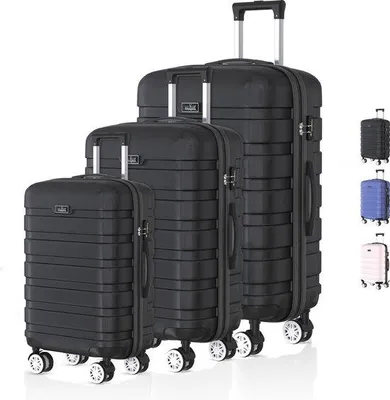 Immagine prodotto di Voyagoux® REVELATION - Set di valigie da viaggio - Valigie - 3 pezzi - Trolley - Nero - Chiusura TSA