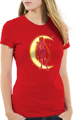 Produktbild von style3 Bunny Mondsichel Damen T-Shirt sailor mondstein luna manga moon anime, Farbe:Rot, Größe:2XL