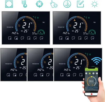 Obrázek produktu pro 5X WiFi inteligentní pokojový termostat Termostat podlahového vytápění APP Control Hlasové ovládání ohřívače vody Nástěnný termostat Digitální LCD kompatibilní s Amazon Echo Google Home Tmall Genie 95-240 V
