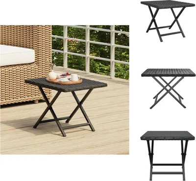 Immagine prodotto di vidaXL Tavolo pieghevole nero 45x35x32 cm in poly rattan - Tavoli da giardino