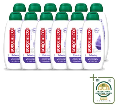 Obrázok produktu pre 12 kusov gélu na sprchovanie Borotalco Relaxing – Levanduľa a kosatka – 250 ml – Balenie