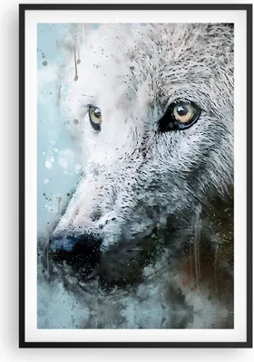 Produktbild von Gerahmtes Poster - Schwarzer Rahmen - Weiß Der Wolf Bild - 61x91,5 cm - Wand Bild - Wanddeko - Wandbilder - Kunstposter - Wandposter - Bilderrahmen - Bilder - Kunstdruck - P2BPA61x91-4623