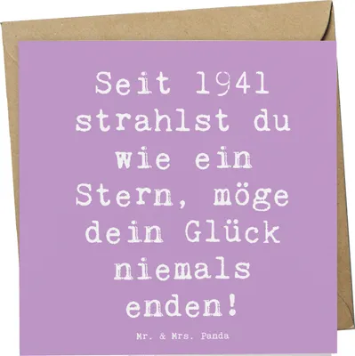 Produktbild von Mr. & Mrs. Panda Glückwunschkarte Spruch 1941 Geburtstag Stern - Lavendeltraum - Geschenk, Happy Birthday, Erinnerungen, doppelkarte, Klappkarte, Geburtsjahr, anlasskarte