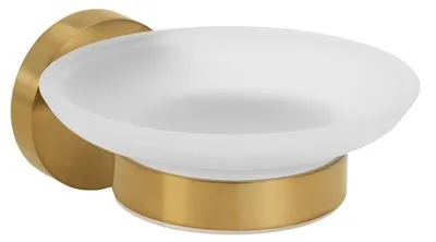 Image de Sapho X-Round - Distributeur de savon avec support, verre dépoli/or XR803GB