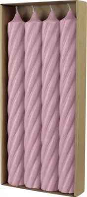 Produktbild von Rustic Kerzen Rosa Stabkerzen Twist 250/28mm, durchgefärbt, 4er Set, Dinner & Deko, 4 Stück
