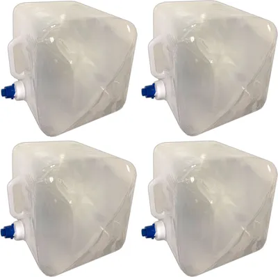 Produktbild von 4er Set Wasserkanister 14 Liter Faltbar Lebensmittelecht Für Trinkwasser Geeignet | Trinkwasserkanister Wassertank Mit Hahn | Kunststoffkanister Camping Wasser Kanister