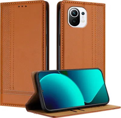 Produktbild von Handyhülle für Xiaomi 11 Leder Flip Klappbare Schutzhülle mit Standfunktion Braun