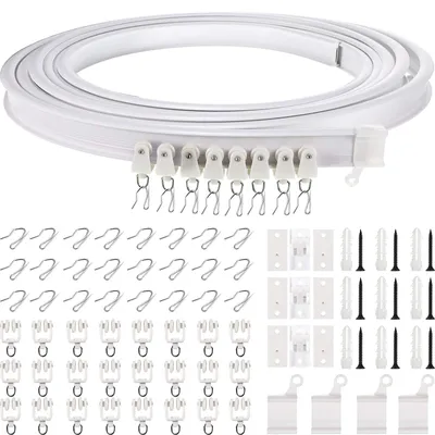 Immagine prodotto di Elzusha - Binario per tende a soffitto, pieghevole, lunghezza 3 metri - Flessibile e bianco