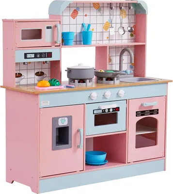 Image de Ensemble de cuisine pour enfants Jouet pour faire semblant de cuisiner 24 accessoires Rose