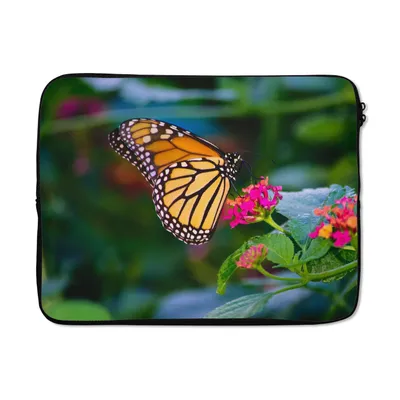 Produktbild von MuchoWow® Laptop Hülle 17 Zoll Laptoptasche Schmetterlinge - Blume - Natur - Zipper - Schutzabdeckung