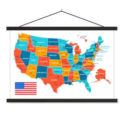 Obrázek produktu pro MuchoWow® Textilní plakát - Barevná mapa Ameriky - 150x100cm - S černými lamelami