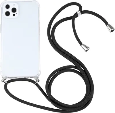Zdjęcie produktu dla König Design Etui kompatybilne z Apple iPhone 13 Pro Max Plastikowe etui na telefon komórkowy z łańcuszkiem - Etui na telefon komórkowy Czarne