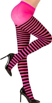 Produktbild von Damen Strumpfhose rosa-schwarz gestreift 70 DEN
